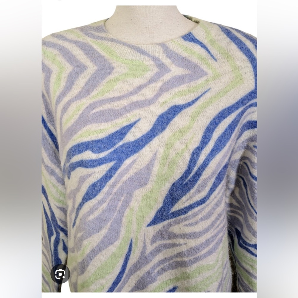 Mohair Alpaca Blend Sweater - Blue and Green